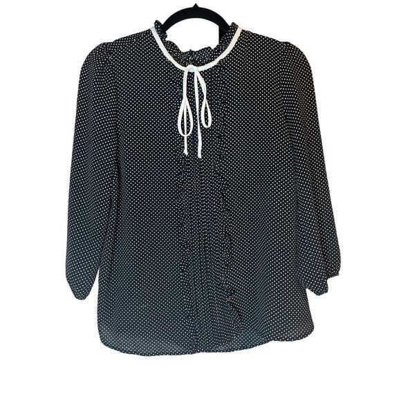 EUC Monteau Black and White Polka Dot Blouse Size XL - Picture 2 of 6